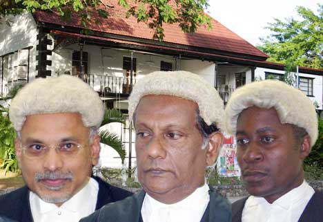 Constitutional Court judges, Perera, Karunakaran and Caswaga.