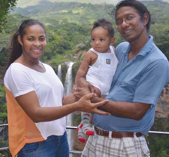 Janet with baby daughter and husband Lucas