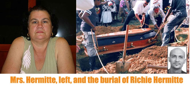 Mrs. Hermitte and the burial of her son Richie