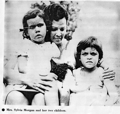 Mrs Sylvia Morgan and her tow children