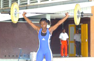 Female weightlifter Thelemaque