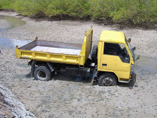 Truck Lands in the Sea