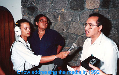 Chow addressing the media in 1992