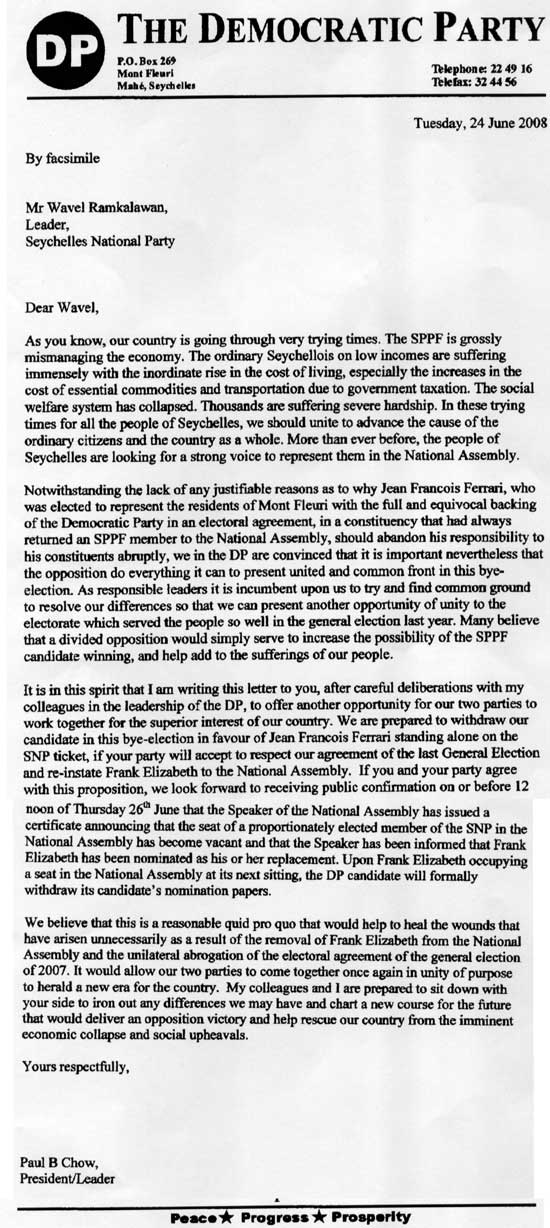 Copy of DP letter to SNP leader