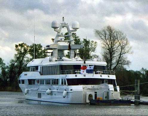 Luxury yacht, Le Pharaon, moored at the Wharf Marina.