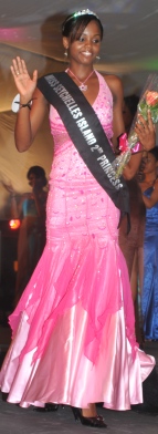 Nathalie Domingue on the night of the Miss Seychelles Islands Beauty pageant last year where she emerged as second princess