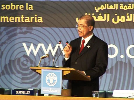 President Michel addressing the World Food Security Summit in Rome yesterday