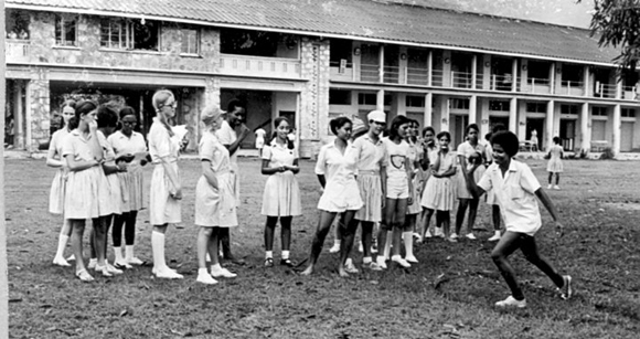 Students having fun outisde R.M. school