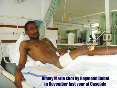 Jimmy Marie who was shot by Raymond Dubel last November.