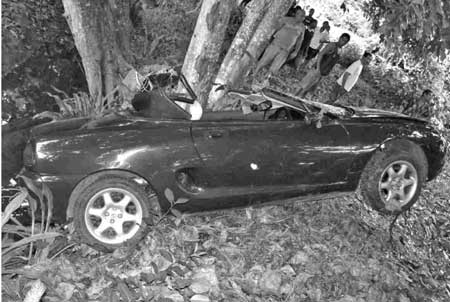 Car left the road at Beau Vallon