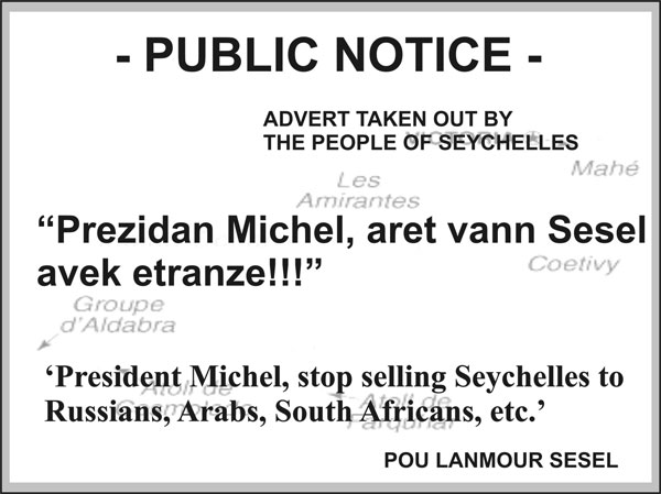 Notice by people of seychelles