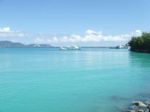 The spot at Baie Ste Anne earmarked for two artificial islands.