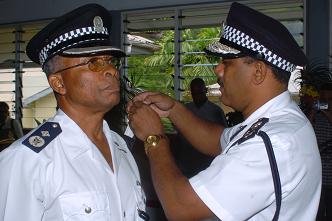 Valmont being promoted to Assistant Police Commissioner by Police Chief Waye-Hive