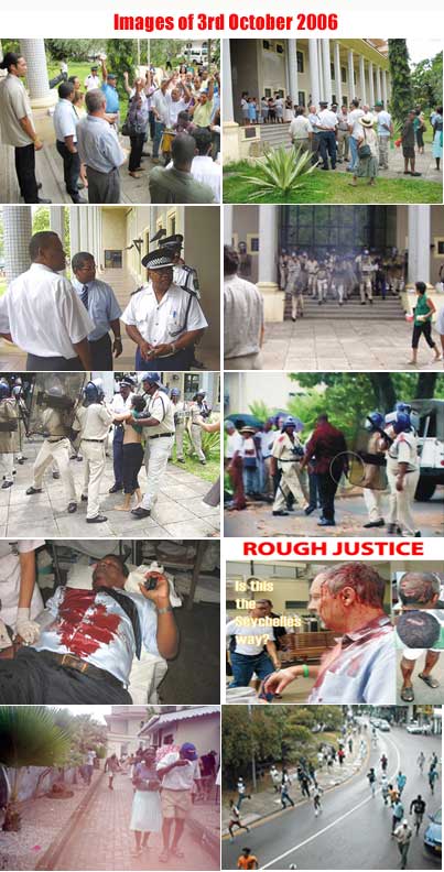 Images of 3rd October 2006 attack by armed police on the petitioners  and onlookers.